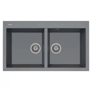 灰色双碗厨房水槽